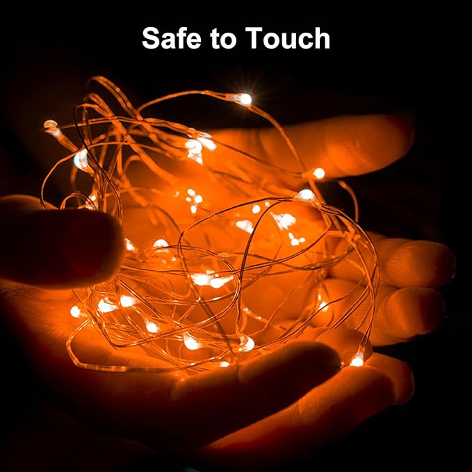 ZGWJ Fairy Lights Battery Operated, 12 Pack OrangeTwinkle String Lights 20 LED 7FT 3 Lighting Modes for Bedroom Decor, Halloween, Christmas, Party Indoor and Outdoor Decoration