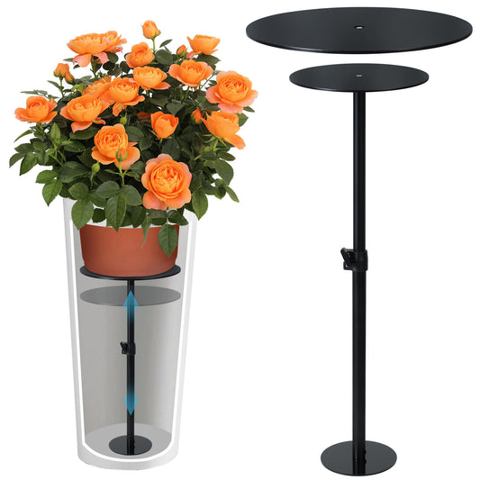 Adjustable Plant Risers for Inside Pots, 17-31" Rise Metal Planter Insert Filler for Large Pots, Plant Lift Pot Risers for Indoor Outdoor Tall Taper Planter Container (6" 8" 10" Base Top, Set of 1)