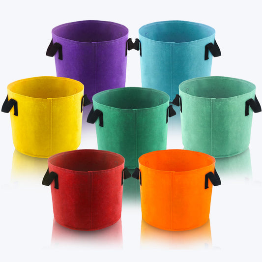 Sinimaka 7 Gallon Grow Bags, 7 Pack Colorful Fabric Plant Pots with Handles for Garden and Outdoor Planting