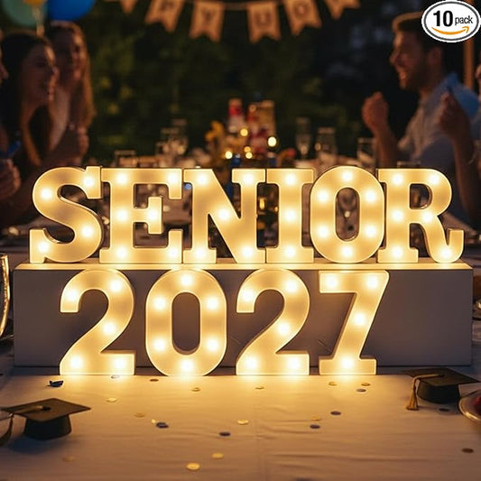 10 Pcs LED Senior 2026 Marquee Letter Lights Sign Grad 2026 Light up Letters for Graduation Decorations Lights for High School Senior College Graduation Party Favor Supplies