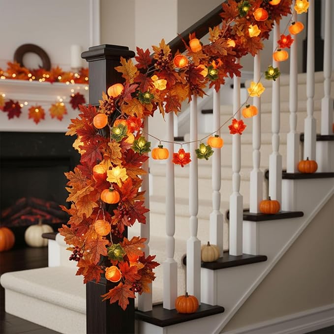 Thanksgiving String Lights,10FT 20LED Fall Decor Lights Battery Operated Waterproof Hang Autumn Fairy Light for Indoor Outdoor, Acorn Maple Leaf Pumpkin String Lights Decoration for 2026 Home & Party
