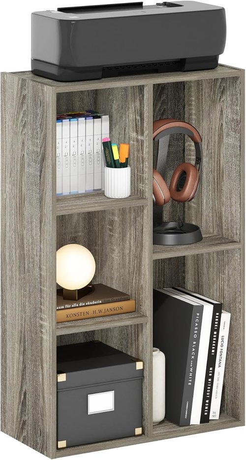 Furinno LUDER Bookshelf - 5-Cube Reversible Bookcase in French Oak | Easy Assembly for Living Room, Bedroom, Home Office