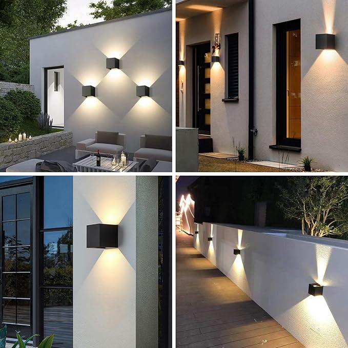 2-Pack Outdoor Wall Lights, Modern Square Up and Down Lights Outdoor Wall Lights IP65 Waterproof Aluminum Sconces with Motion Sensor 10W 3000K LED Outdoor Lighting Fixture for Porch Patio