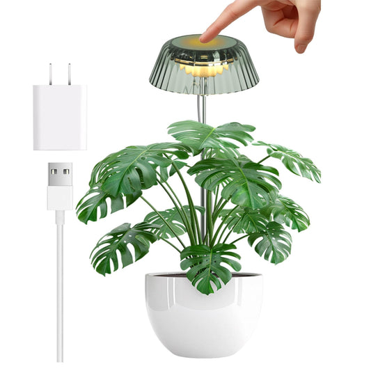 yadoker Small Table Plant Grow Light, LED Growing Touch Lamp with Full Spectrum for Indoor Plants, Height Adjustable, Automatic Timer, 5V Low Safe Voltage, Ideal for Compact Spaces