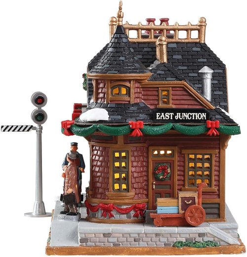 Lemax Christmas Village East Junction Station - Battery Operated LED Decor | Festive Holiday Display
