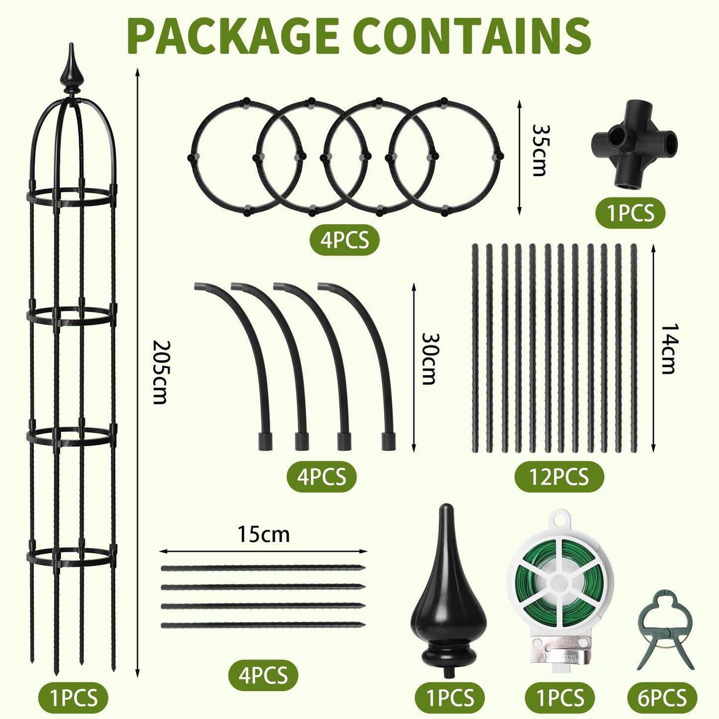 SDLDEER 1 Pcs 6.7FT Garden Obelisk Trellis for Climbing Plants Outdoor, Rustproof Metal Plant Flower Trellises,Garden Obelisk Trellis for Indoor Outdoor Flowers Vegetable Fruits Vines Support