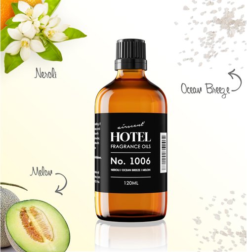 AirScent Hotel Diffuser Oil No. 1006 - Neroli Ocean Breeze Melon - Hotel Scent Dupe - Premium Fragrance Oil for Ultrasonic and Waterless Diffusers and Crafting - 120 mL, 4 fl oz Glass Dropper Bottle