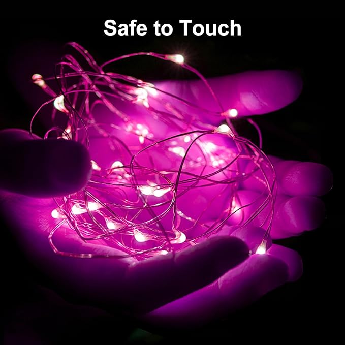 ZGWJ Fairy Lights Battery Operated, 24 Pack Pink Twinkle String Lights 20 LED 7FT Mason Jar Lights 3 Lighting Modes for Bedroom,Halloween, Christmas, Party Indoor and Outdoor Decoration