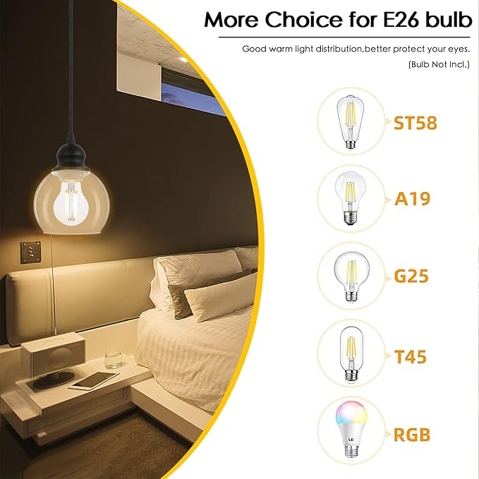 BoostArea Modern Pendant Light Fixtures, Industrial Hanging Ceiling Lamp with Clear Glass Shade, Pendant Lighting for Kitchen Island Living Room Hallway Bedroom Dining Hall Office Bar Farmhouse