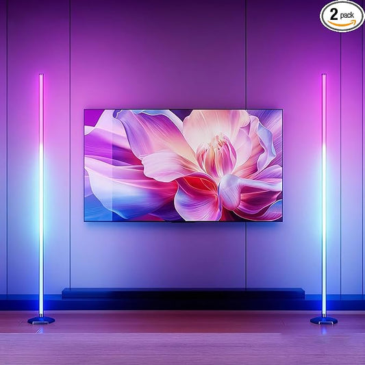 Corner Floor Lamp, 2 Pack RGB Corner Lamp with App/Remote/Button Control, Smart LED Floor Lamp with 16 Million DIY Colors & 68+ Scene, Music Sync for Living Room, Bedroom, Gaming Room