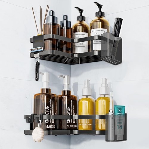 Adhesive Shower Caddy,4Pack Rustproof Metals Bath Organizers With Large Capacity, No Drilling Shelves for Bathroom kitchens Storage