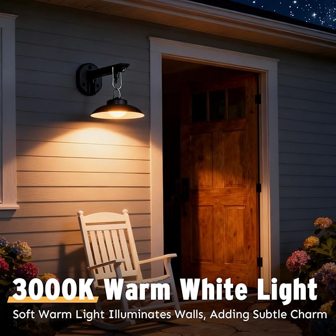 200lm Solar Barn Lights Outdoor with 3 Lighting Modes & Motion Sensor, No Wiring Needed, Solar Wall Lights Outdoor Waterproof, Farmhouse Exterior Wall Sconce, Outdoor Light Fixtures for Garage(2 Pack)