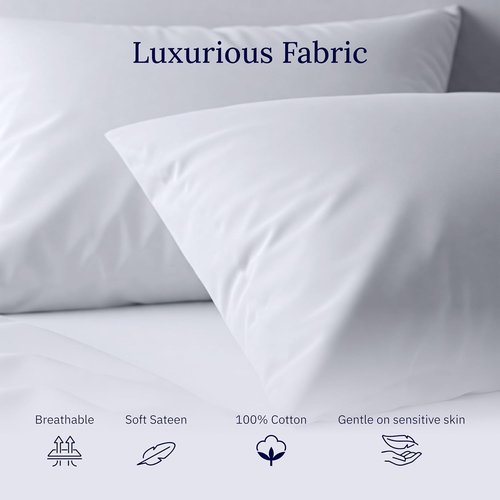 Luxuriously Soft 600 Thread Count Cotton Pillowcases - Set of 2 in Blue | Fits Standard & Queen Pillows