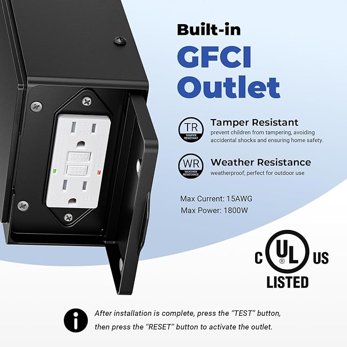 Exterior Lighting Fixtures with GFCI Outlet, Black Dusk to Dawn Outdoor Lights with Bubble Glass, Anti-Rust Outside Wall Sconce Lantern for Garage Coach, Patio Wall Light Fixture with Outlet