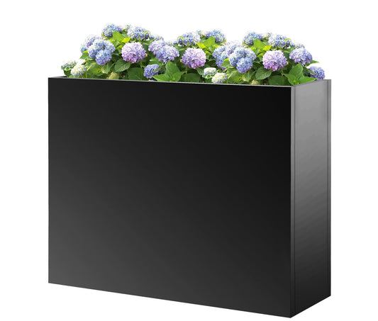 R.Wisem Outdoor planters for Porch Outdoor Tall Planter Box Black Metal Privacy Screen Planter Box Tall Rectangular Narrow Large Big Patio Porch Planter for Outdoor Plants