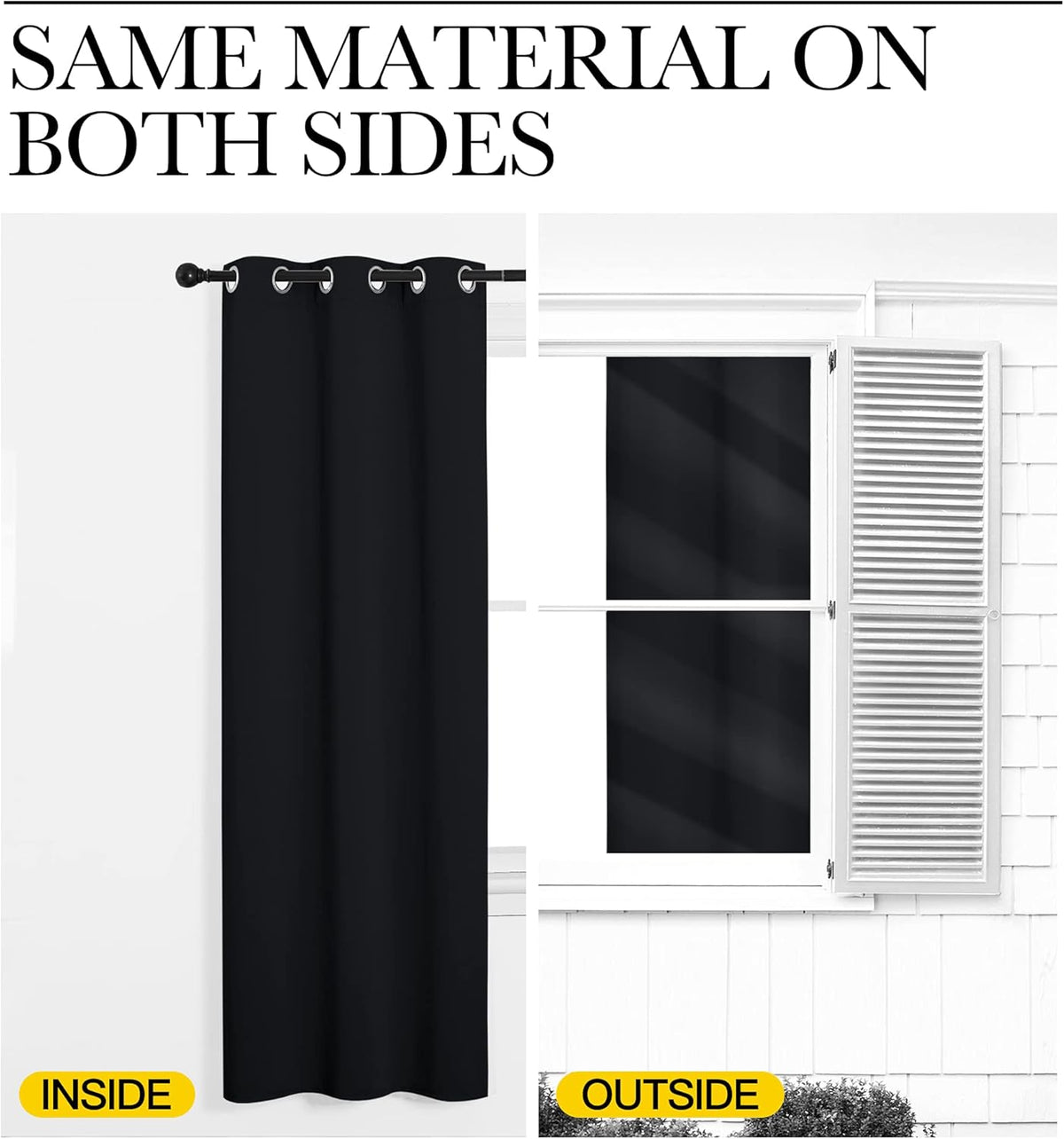 NICETOWN Blackout Thermal Curtains - Insulated Grommet Drapery Panels for Windows | 42" x 68" Black (2 Panels)