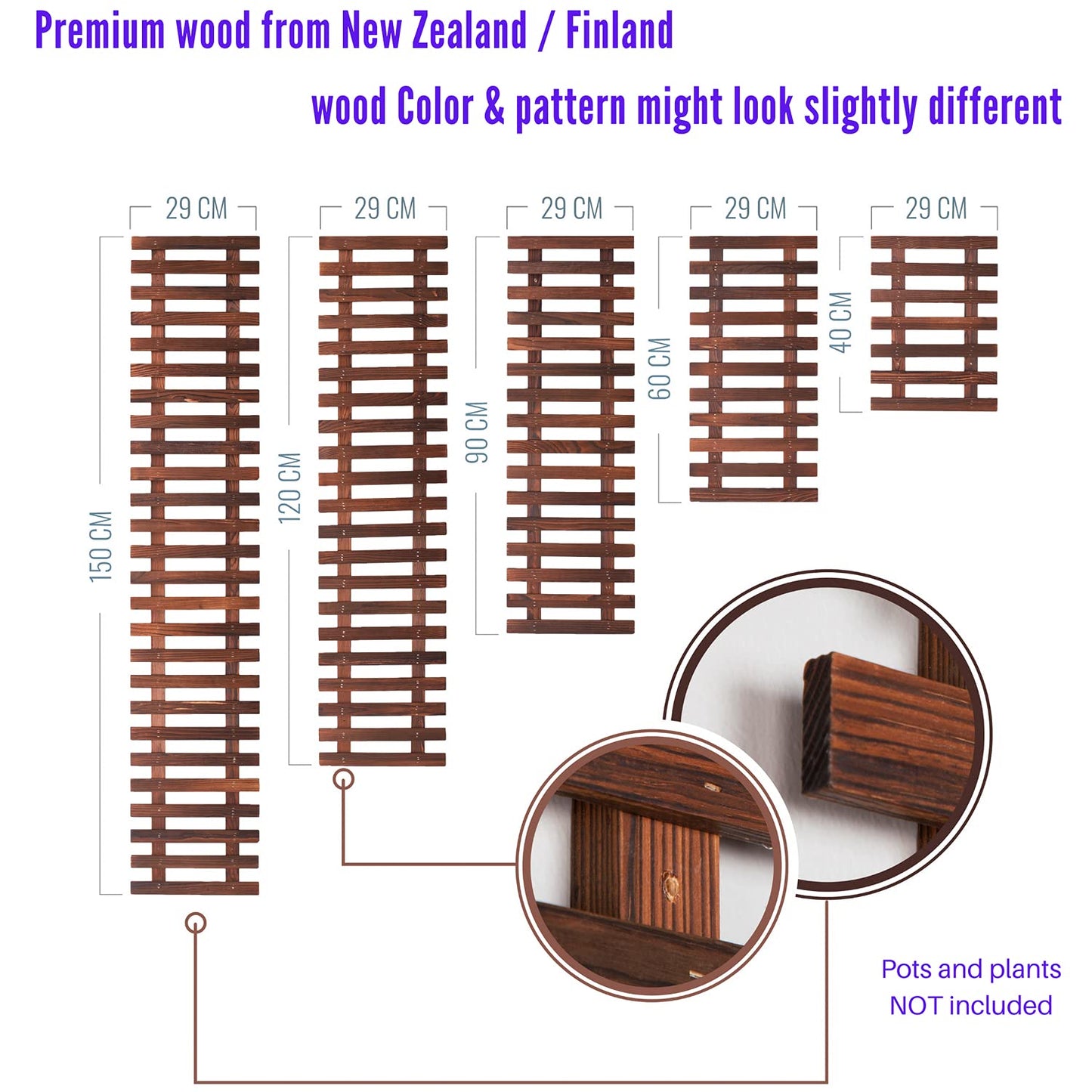 ShopLaLa Large Hanging Wall Planters for Indoor Plants - 5 Pack Wooden Wall Decor Bathroom Decorations Living Room Home Plant Shelves Vertical Garden Huge Unique Farmhouse Vintage Rustic 5 Sizes