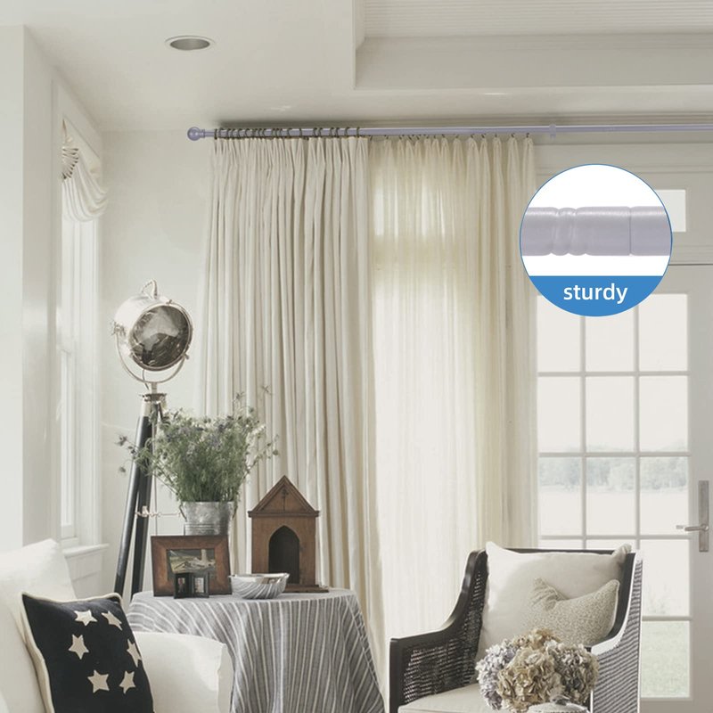 Silver Curtain Rods for Windows 28 to 48 Inch,5/8 Inch Diameter Drapery Rods with Brackets Heavy Duty Curtain Rods for Bedroom