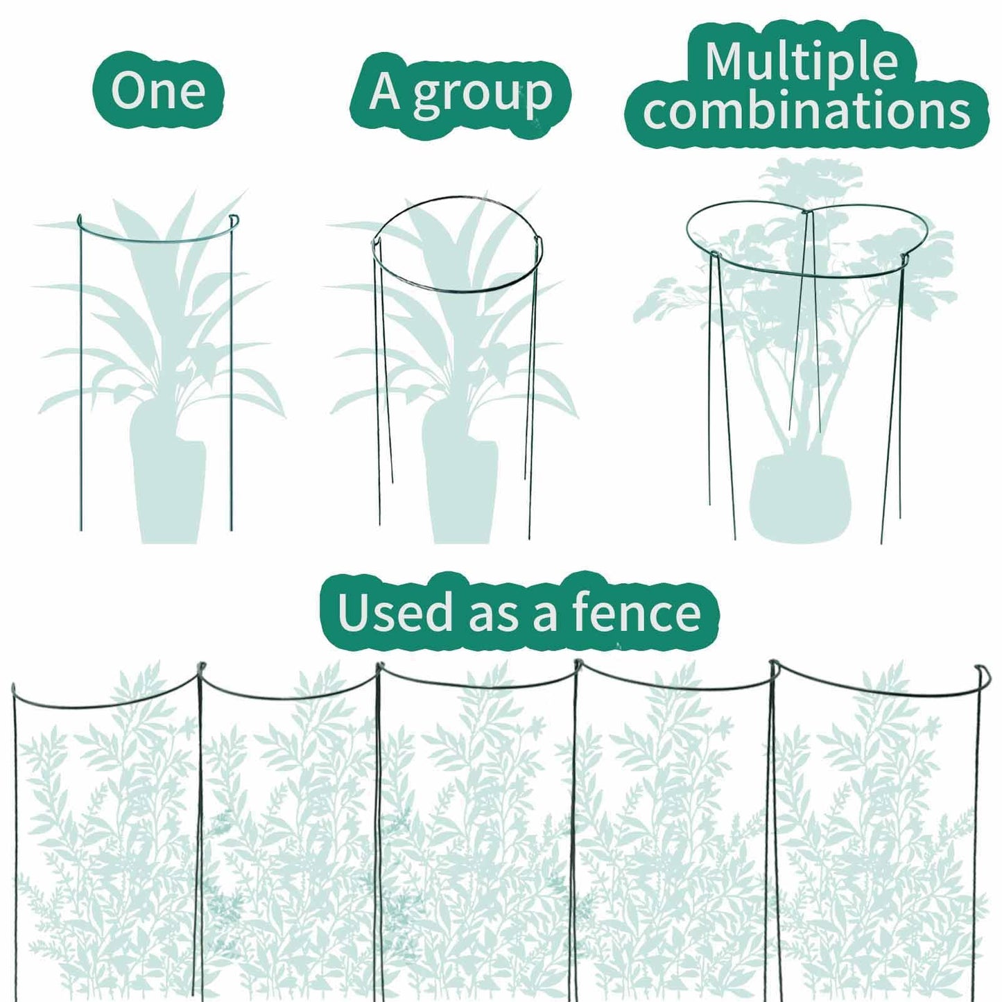 TCBWFY 14" Dx32 H Plant Supports Stakes for Large Heavy Plants,6 Pack Peony Supports,Heavy Duty 5mm Wire Peony Cages,Interlock Garden Supports Ring Border Support,Plant Support Cage for Rose Flower