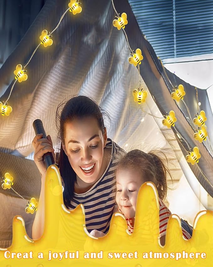 ITICdecor Bee Lights Cute Bee Fairy Lights with Timer 10FT 30 LEDs Christmas Gifts Honey Bee Decorative String Lights for Bedroom Birthday Party Wedding Xmas Plants Patios Decor