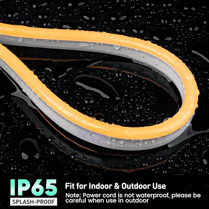 GZBtech Flexible LED Neon Rope Lights 33FT,AC 110-120V Waterproof Strip Light, 120 LEDs/M Cuttable Connectable Neon Lighting for Indoor Outdoor Home Decor/Commercial Building Use-Amber 10M, ETL Listed