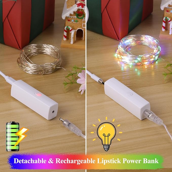 Lakumu Multicolor Fairy Lights Battery Operated, Twinkle Lights with Timer, Mini LED String Lights for Bedroom, Christmas Decorations, Wedding, Centerpiece Table Decor (5M/16FT Multicolor)