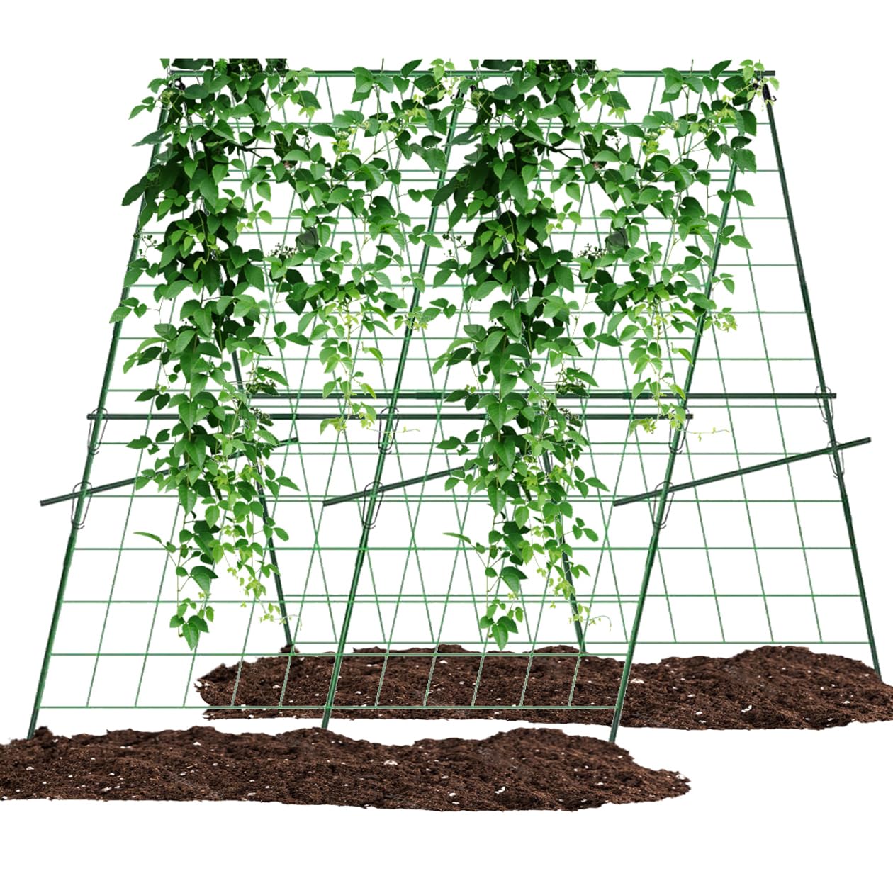 Cucumber Trellis,A-Shape Garden Trellis for Raised Beds with Climbing Net,Plant Support for Climbing Plants Outdoor,47x47inch Metal Vegetables Trellis