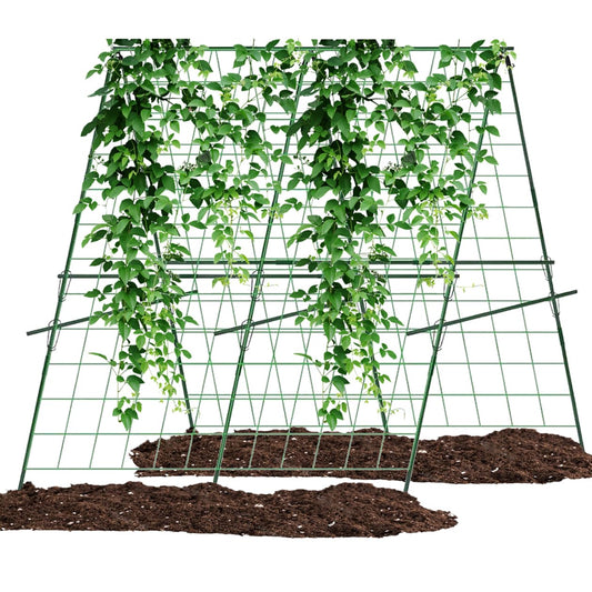 Cucumber Trellis,A-Shape Garden Trellis for Raised Beds with Climbing Net,Plant Support for Climbing Plants Outdoor,47x47inch Metal Vegetables Trellis