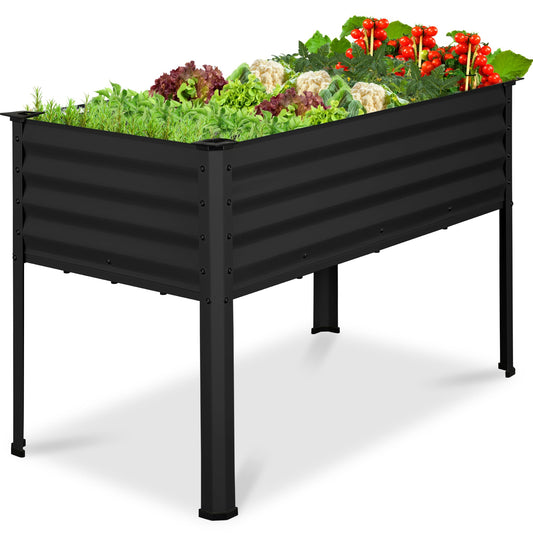 Best Choice Products 48x24x30in Galvanized Raised Garden Bed, Metal Elevated Planter Box, Vegetable Garden for Backyard, Patio, Balcony, 100% Non Toxic Materials - Black