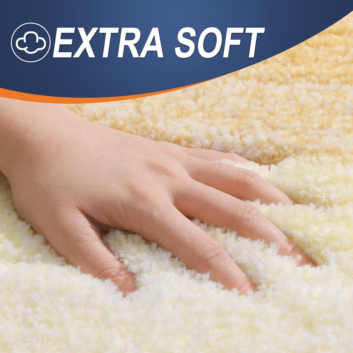 OLANLY Large Bathroom Rug Mat - Extra Soft Microfiber with Rubber Backing | Quick Dry, Washable, Light Yellow 54x24