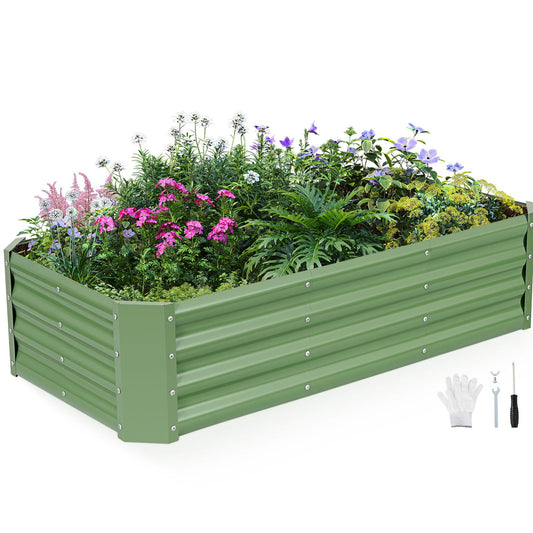 INNO STAGE Galvanized Raised Garden Bed Kit, 4x2x1FT Metal Raised Garden Beds for Vegetables, Rust-Resistant & Easy Assembly, Outdoor Raised Beds for Gardening, Flowers, Herbs (Green)