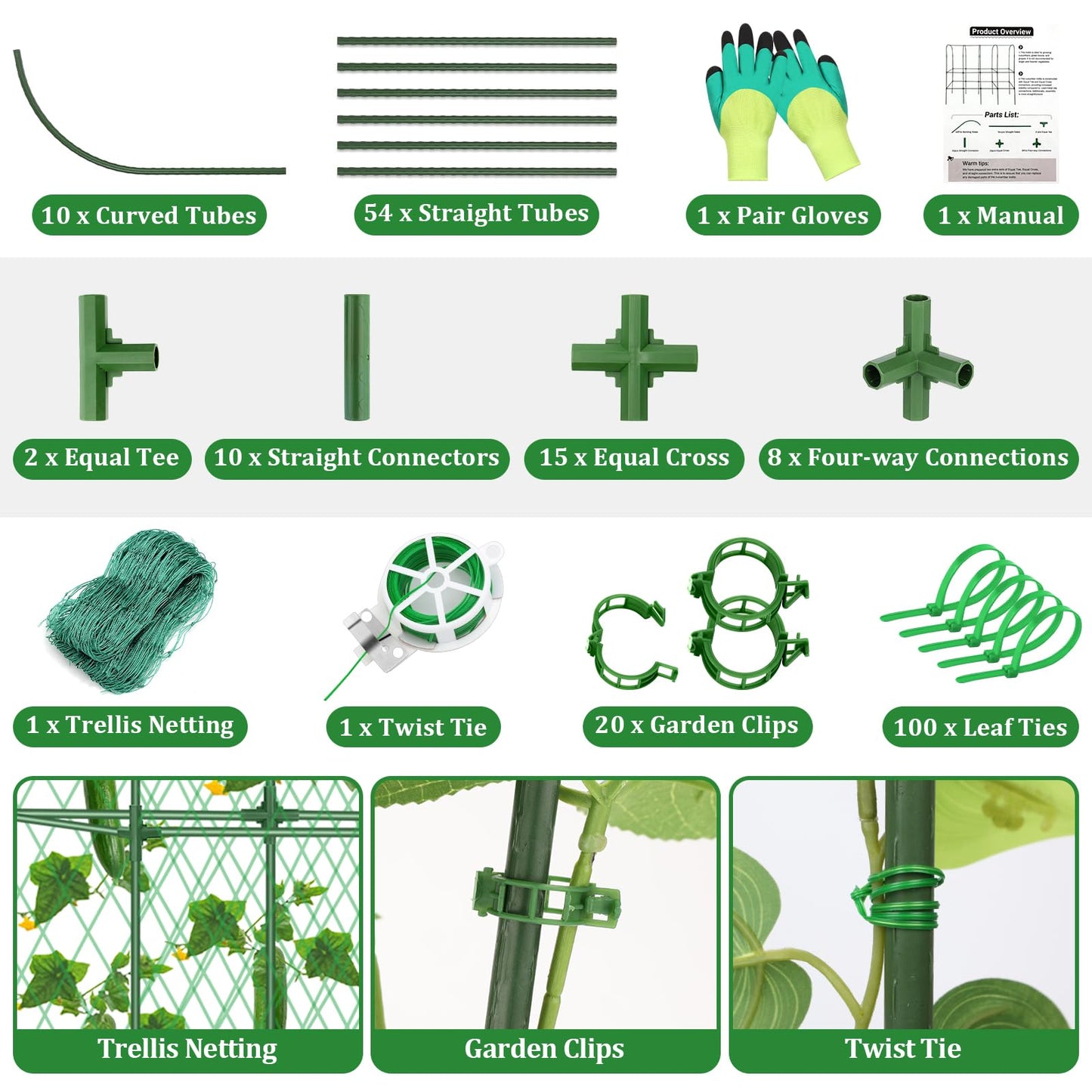 Cucumber Trellis for Raised Bed 5.4x5.5ft U-Shape Adjust Metal Garden Trellis for Climbing Plants Outdoor with Climbing Net Vegetable Arch Trellises Support Plant for Tomato Pea Fruit Squash Trellises