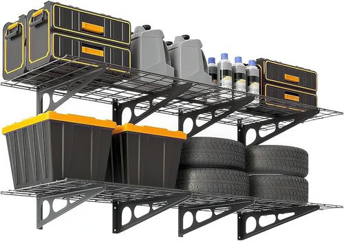 GarveeLife Heavy-Duty Garage Storage Shelving - 2 Pack 2x6 ft Wall-Mounted Racks | 1600 lbs Capacity