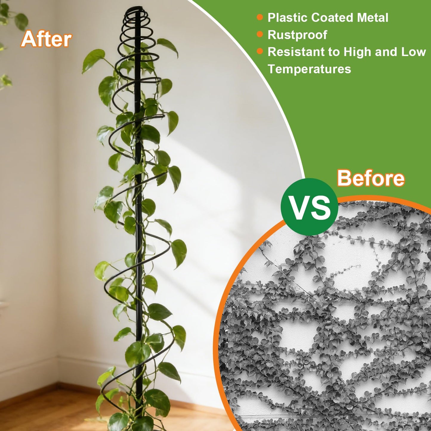 2 Pack Spiral Metal Trellis for Climbing Plants Outdoor, 75" Adjustable Plants Trellis Support Metal Garden Trellis with Center Pole and 3 Pronged, Climbing Plant Grow Cage Stand for Plants Flowers