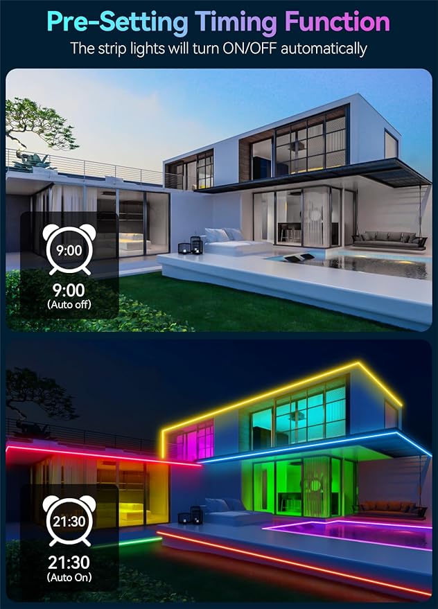 78FT IP67 WiFi RGB Outdoor Led Strip Lights Waterproof Led Light Strips with Remote &WiFi Music Sync App Control,Color Changing LED Rope Lights (RGB+IC / 480LED)