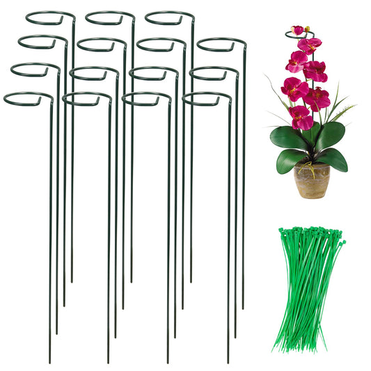 Karlstruyn 15 Pack Plant Stakes, 16.1 Inch Plant Support Stakes, Metal Garden Stakes 30 Twist Ties, Plant Sticks Support, Flower Stakes for Monstera, Tomato Seedling, Sunflower, Hydrangea Etc