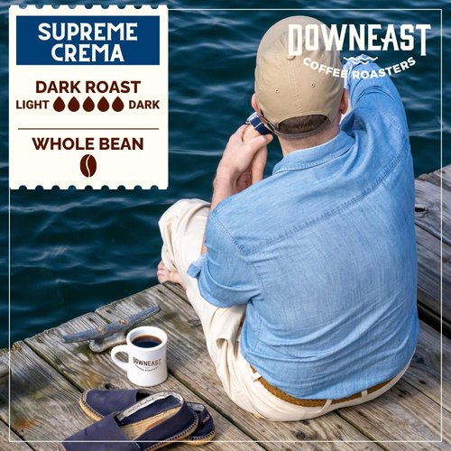 Downeast Coffee Roasters Whole Bean Coffee - Supreme Crema Espresso Blend - 2 lb Bag from Central & South America