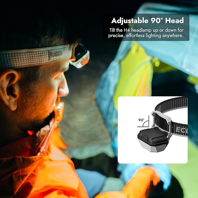 WUBEN H4 LED Headlamp Rechargeable, 800 Lumens Super Bright Head lamp, IP68 Waterproof headlamp with Motion Sensor, Headlight Flashlight 10 Modes with Red Light, for Camping Fishing& Hiking Gear