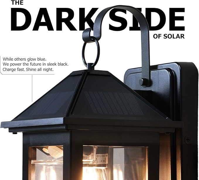 Solar Wall Lights Outdoor,2 Pack Solar Wall Lanterns Waterproof Dusk to Dawn Motion Sensor LED Sconce Lights E26 Bulb Exterior Front Porch Security Lamps Wall Mount Patio Fence Decorative