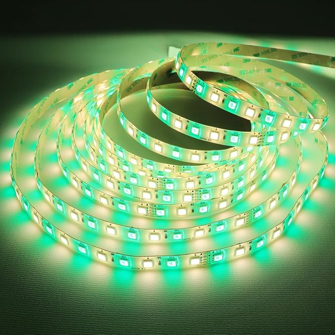 RGB+Warm White LED Strip Lights DC24V SMD5050 360LEDs RGBW LED Tape Light Multi-Colored Silicone Waterproof IP65 16.4Ft for Bedroom Home Kitchen Lighting