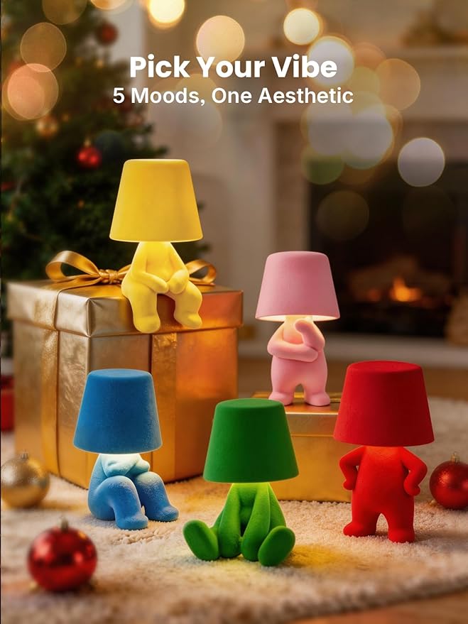 Modern Table Lamp for Youth: Rechargeable Cute Light for Kids Child Teen - Gift for Birthday Christmas Halloween Easter (Yellow)