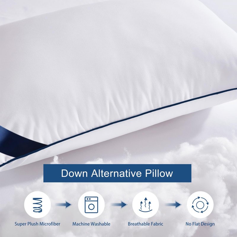 Meoflaw Pillows King Size Set of 4,Soft Microfiber King Pillows with Hollow Fiber,Hotel Quailty Bed Pillows for Sleeping 4 Pack for Back,Stomach Sleeper