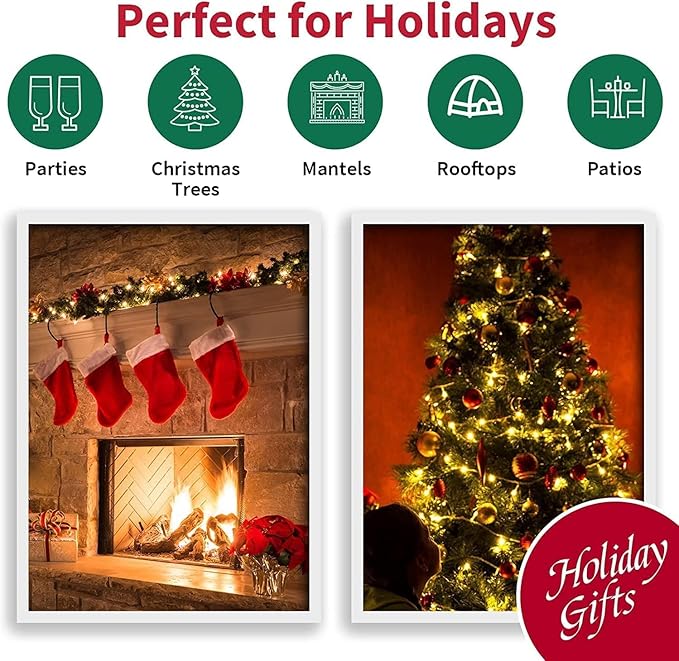 LAMPHOME Warm White Christmas String Lights 300 Count 63.8ft (2 Pack of 150L), Incandescent Mini Lights, Waterproof Outdoor Indoor Clear Christmas Lights for Xmas Tree Garland Holiday Decor