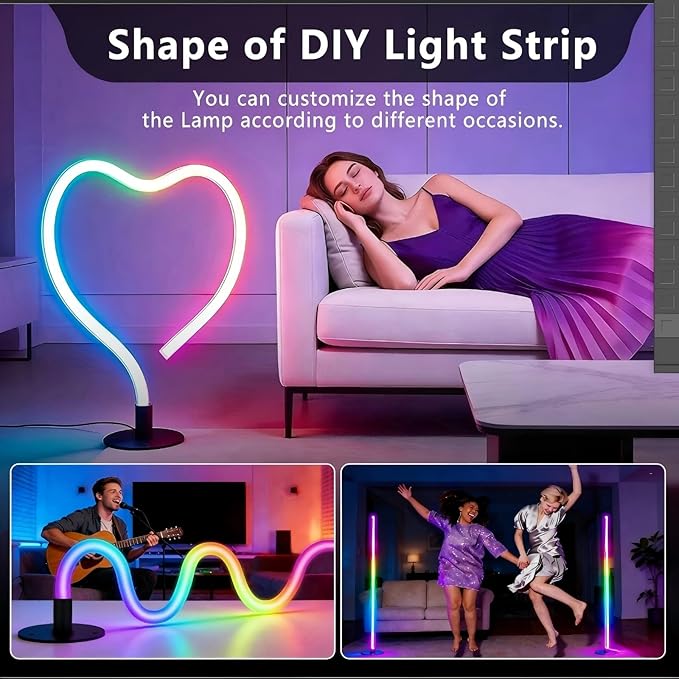Corner Floor Lamp,RGB LED Corner Lamp, Transformable Floor Lamp with App and Remote Control,16 Million DIY Colors, Music Sync, Timer Setting for Living Rooms, Gaming Rooms, Bedrooms and Gaming Rooms