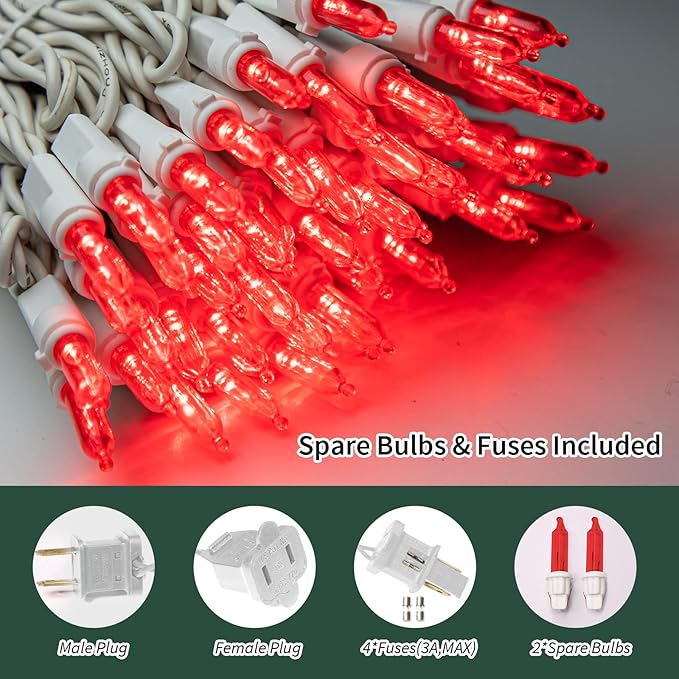 LAMPHOME 21.6ft 100 LED Red Valentine Lights, Connectable Valentine Room Light Indoor Plug-in, White Wire Red Christmas String Light Outdoor Waterproof for Valentines Day Bedroom, Party