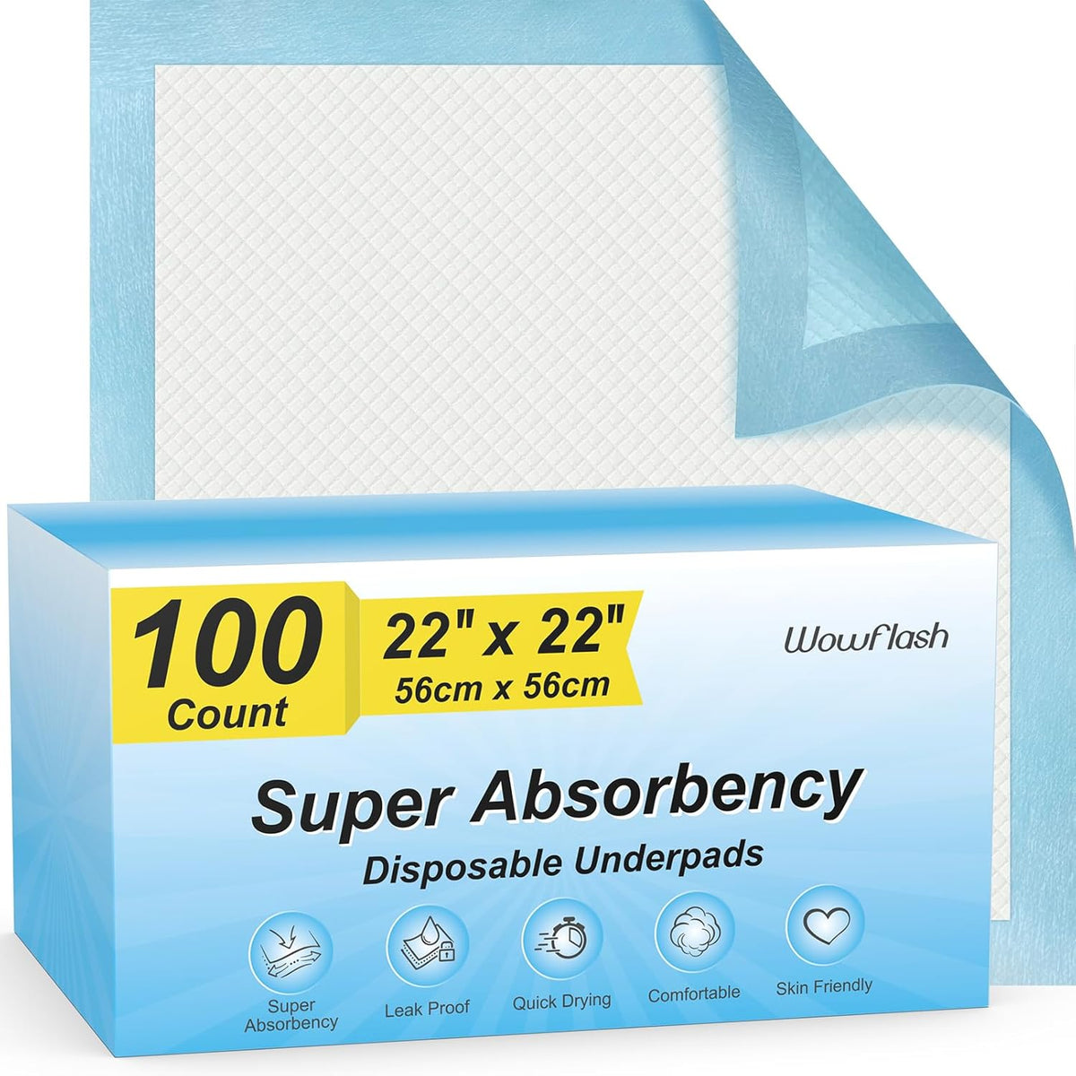 Super Absorbency Disposable Underpads by [Brand Name] - 100 Count | Leakproof & Quick Drying for Babies, Puppies, and Adults