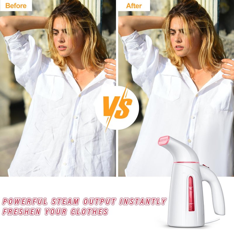 OGHom Steamer for Clothes,Portable Handheld Travel Steamer,300ml Large Capacity,950W,30 Second Fast Heat Up Garment Steamer (Pink)
