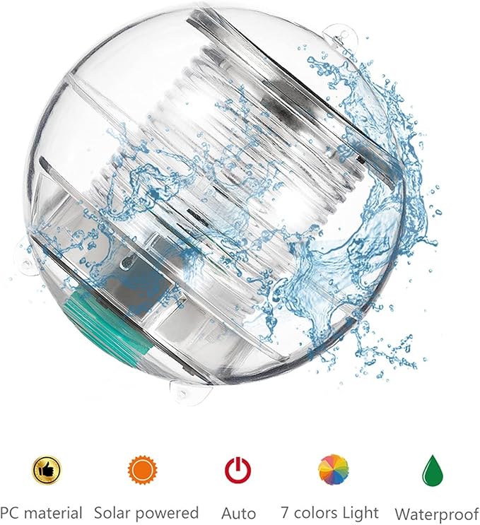 Topyond Solar Floating Pool Lights - IP67 Waterproof RGB Color Changing Ball Light - LED Pond Light for Lakes, Fish Tanks, and Fountains - Solar Powered Floating Lamp