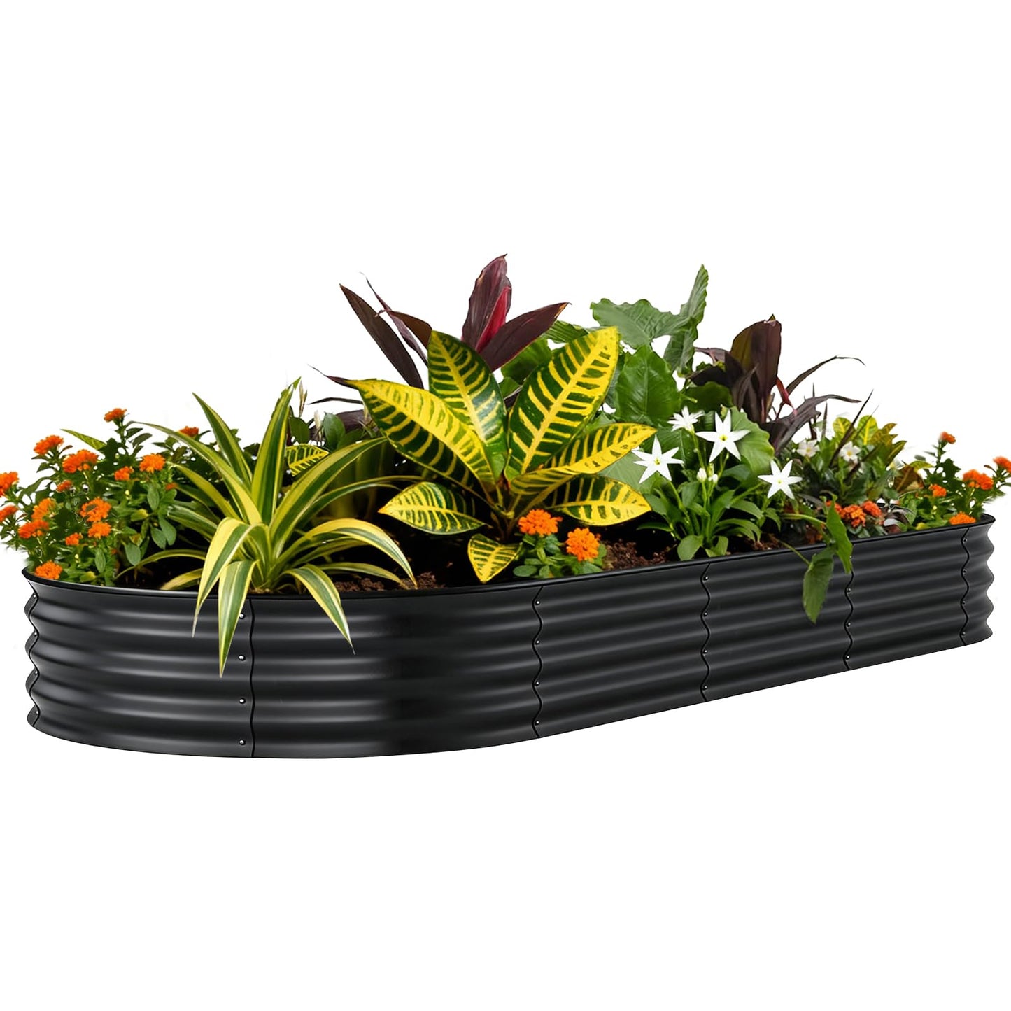 Garvee 8x4x1ft Galvanized Raised Garden Bed, Oval Metal Planter Box with Anti-Cut Safety Edges, 359 Gallons Rust-Resistant Deep Root Planter for Outdoor Vegetables, Flowers, Herbs, Beige