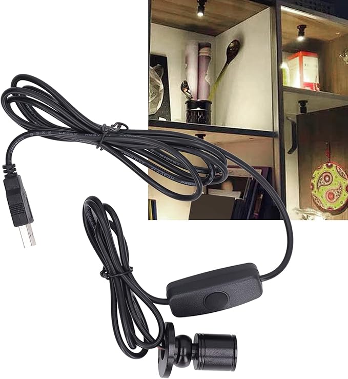 Zerodis 5V Mini Spot Lights Bright USB Dimmable LED Spotlight Spot Lights Indoor Accent Lighting with 6.6ft Cable Modern Spotlight for Showcase Jewelry Cabinet Porch (Light 4000K)